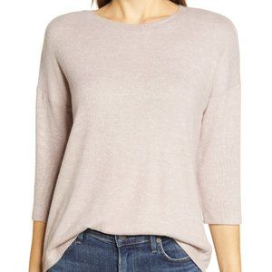 Women's Bobeau Three-Quarter Sleeve Split Back Top, Size X-Small - Pink NWT 4062